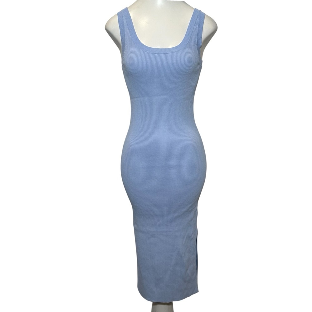 The Drop Womens XS Yasmin Ribbed Midi Tank Dress Sleeveless Stretch Sky Blue NWT
